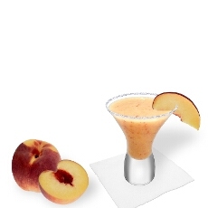 Cancun glass with peach margarita