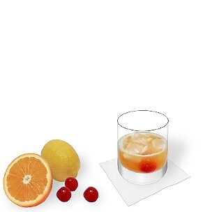 Amaretto Sour served in a whiskey glass, the most common way of presenting that delicious sour.