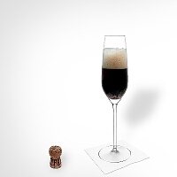 Black Velvet in a champagne glass.