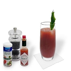 Bloody Mary is a spicy Cocktail from the USA composed of vodka and tomato juice.