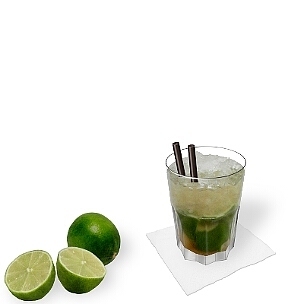Caipirinha served in a tumbler Gibraltar, the most common way of presenting that delicious summer cocktail.