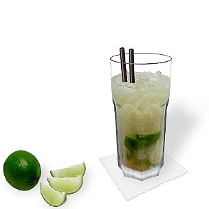 Caipiroska served in a Gibraltar glass, the most common way of presenting that delicious summer cocktail.