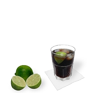 Cuba Libre served in a tumbler glass, the original Cuban way of presenting that famous drink.