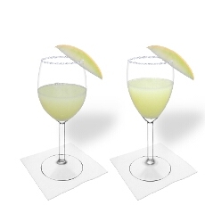 Frozen Melon Margarita in a white and red wine glass