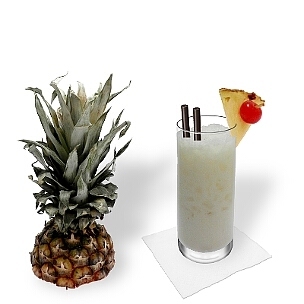 Long-drink or hurricane glasses are ideal for Piña Colada.