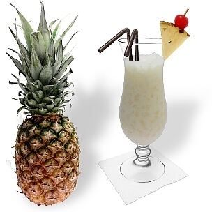 Piña Colada in a hurricane glass, the most common way of presenting that delicious summer cocktail.