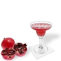 Pomegranate margarita served in a margarita glass with a sugar or salt rim. Click on the picture to see the complete recipe with more pictures.