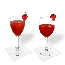 Strawberry Margarita in a white and red wine glass