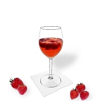 Strawberry punch in a wine glass.