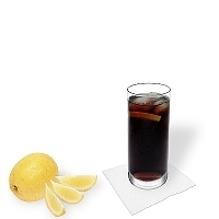Whiskey and Coke in a long-drink glass.